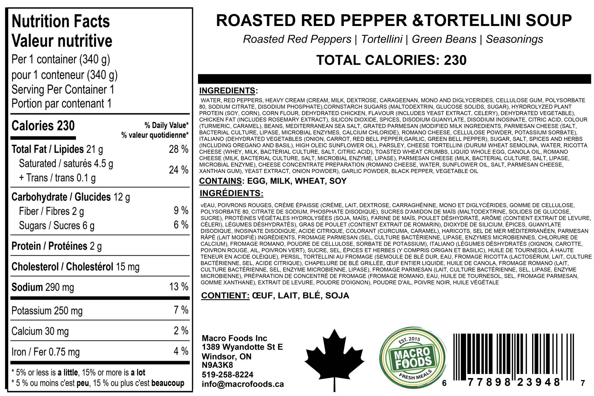 Roasted Red Pepper & Tortellini Soup