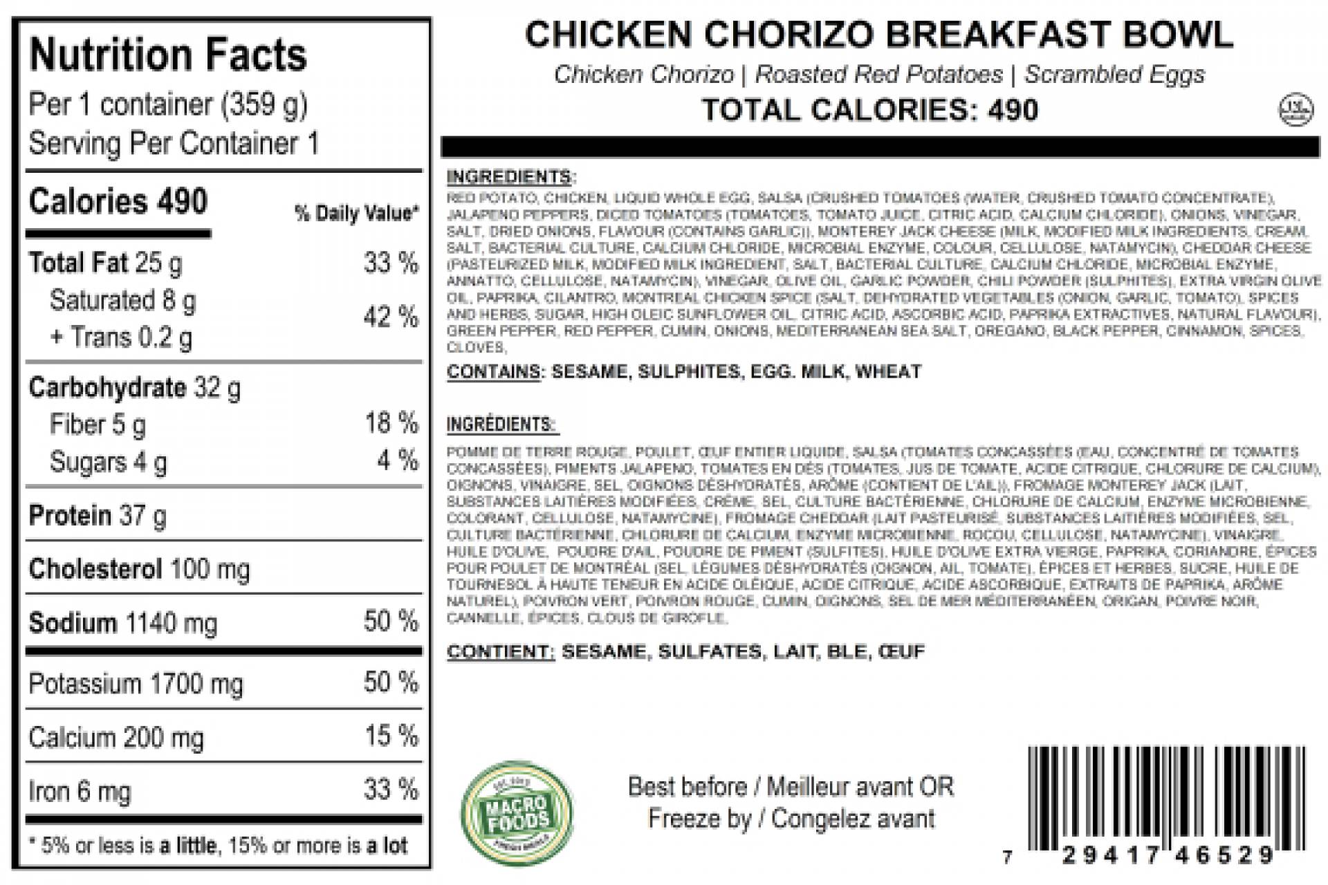 Chicken Chorizo Breakfast Bowl