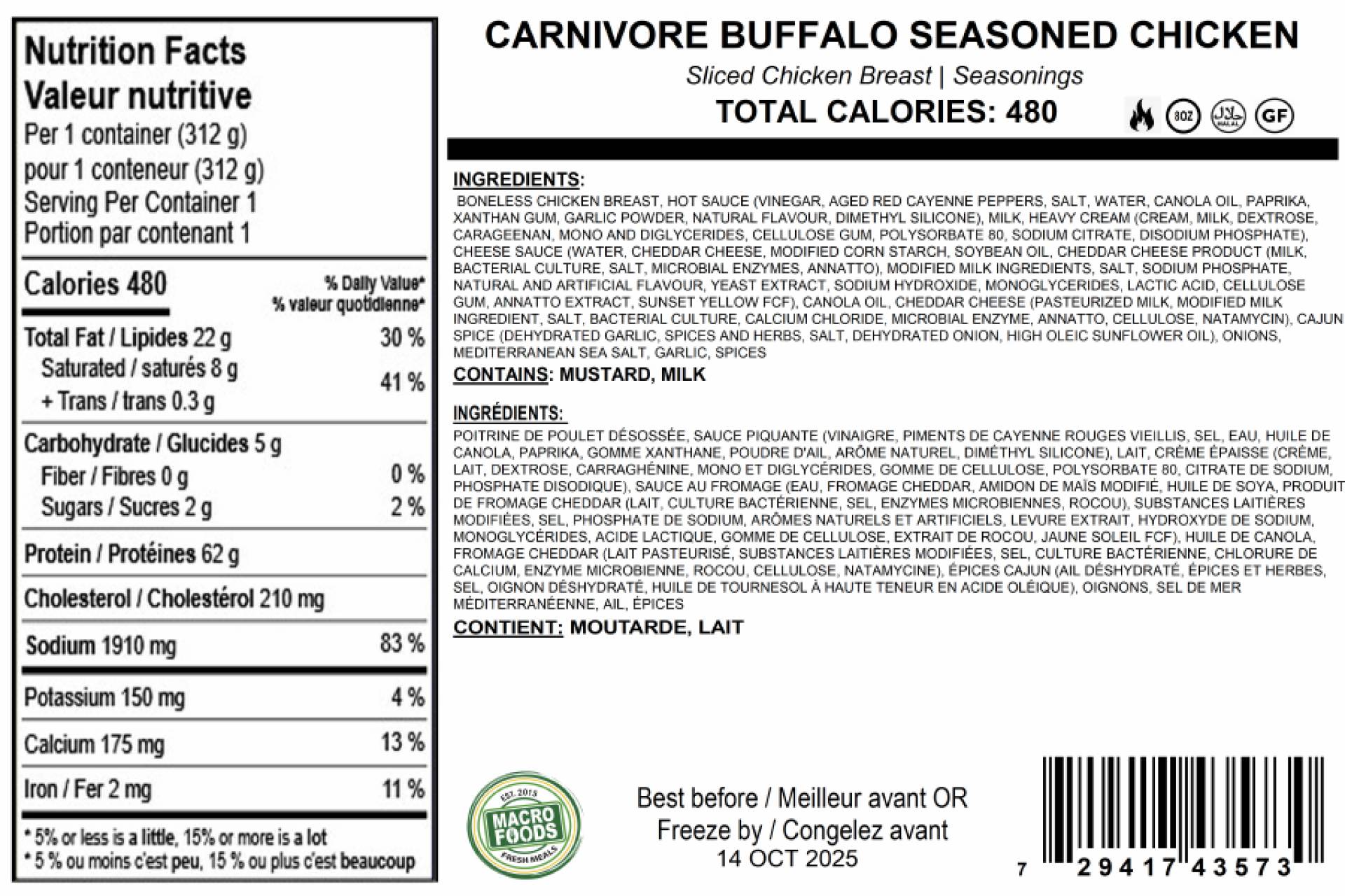 Carnivore Buffalo Seasoned Chicken