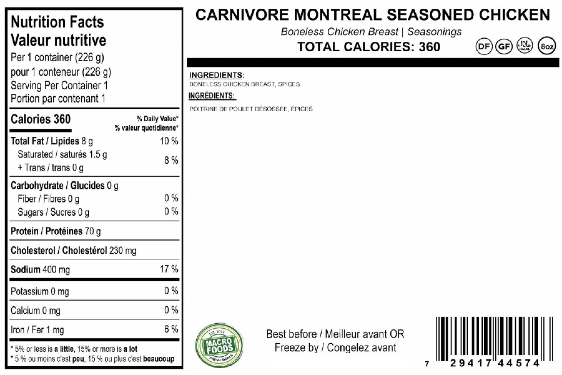 Carnivore Montreal Seasoned Chicken