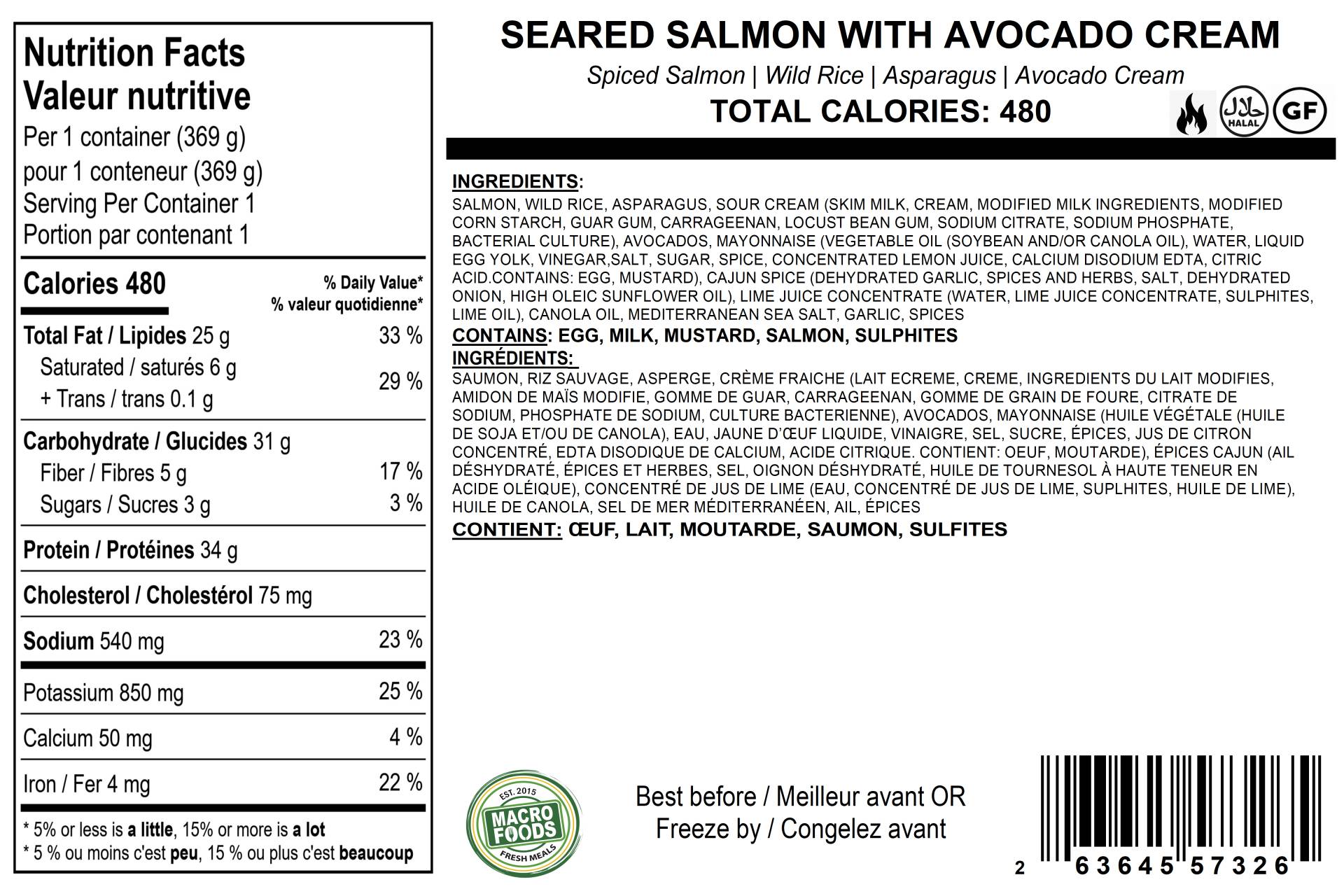 Seared Salmon With Avocado Cream