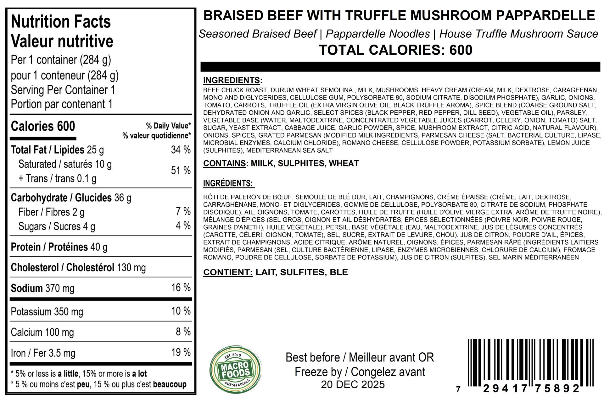 Braised Beef With Truffle Mushroom Pappardelle