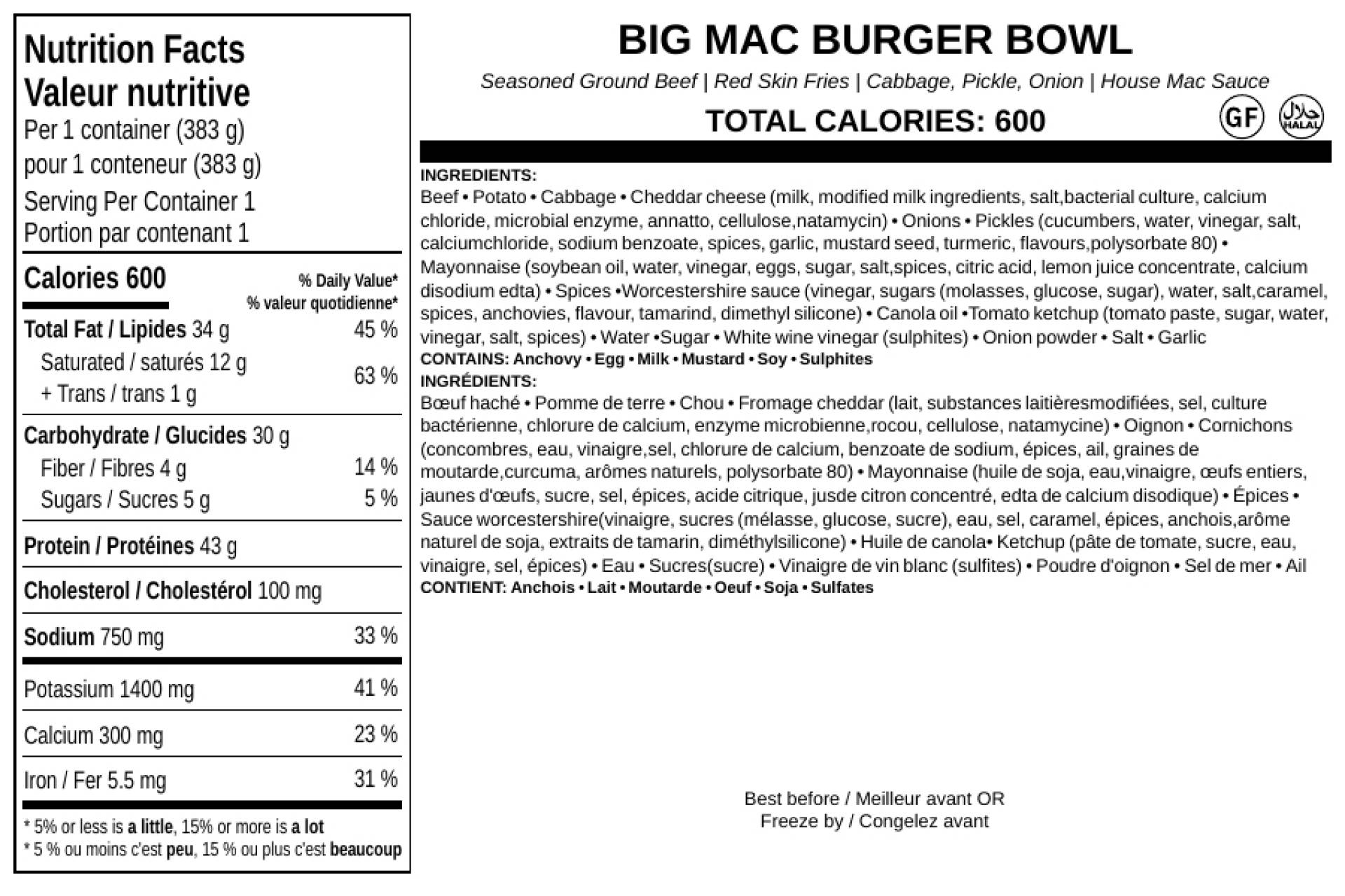 Big Mac Burger Bowl