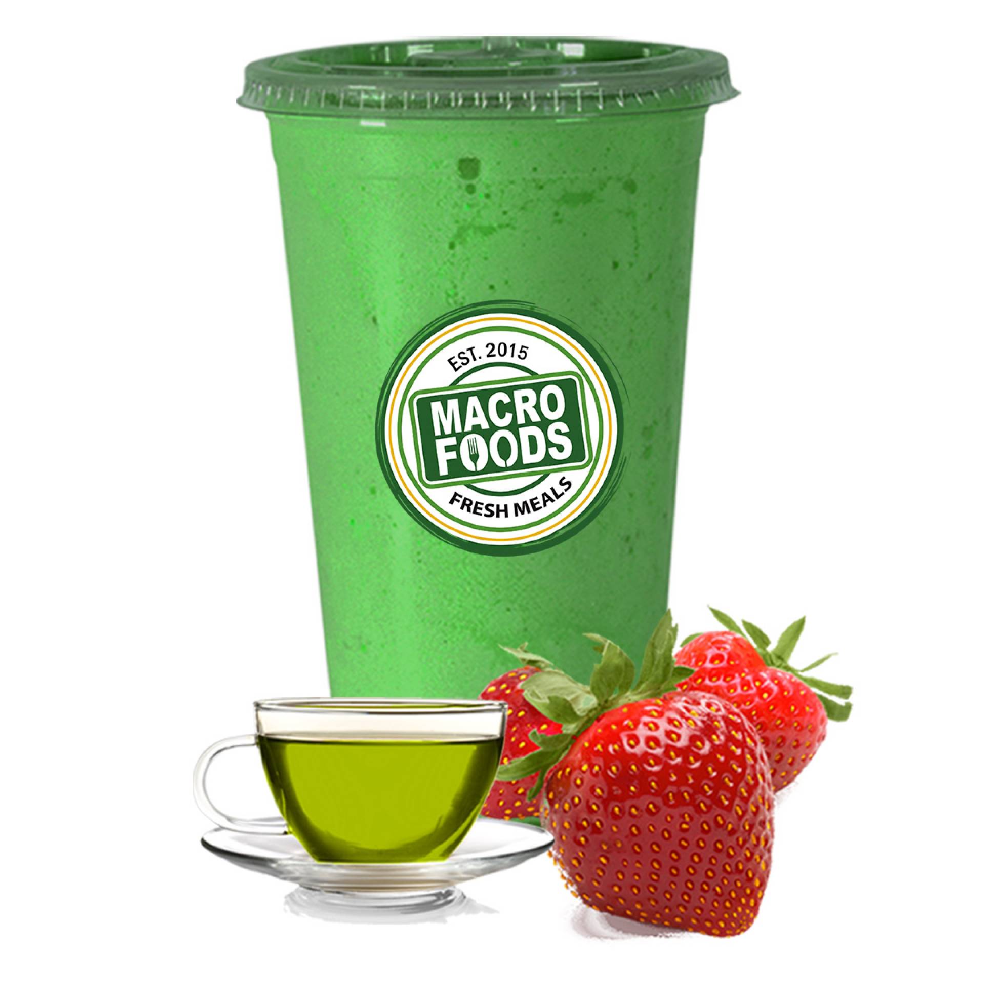 Strawberry Green Tea  -    Protein:33g Carbs:43g Fats:2.5g