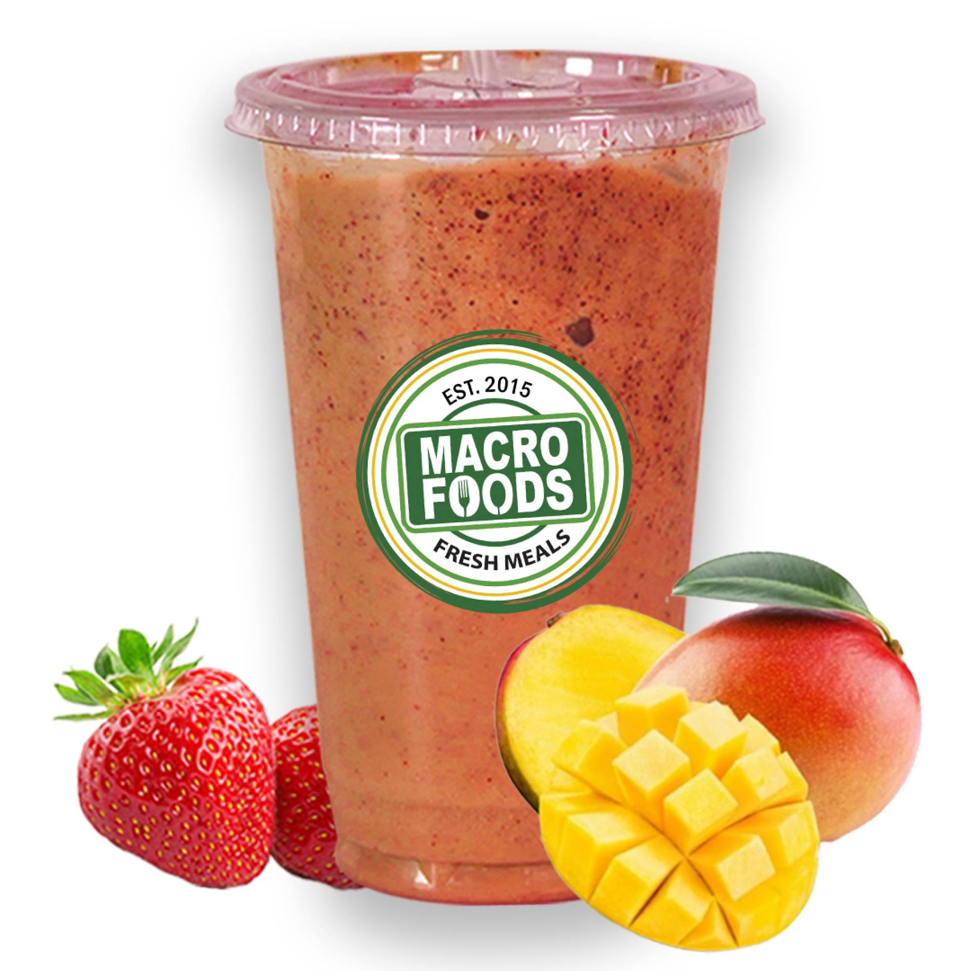 Vegan Strawberry Mango Sunrise - Protein: 23g Carbs:65g Fats:3.5g