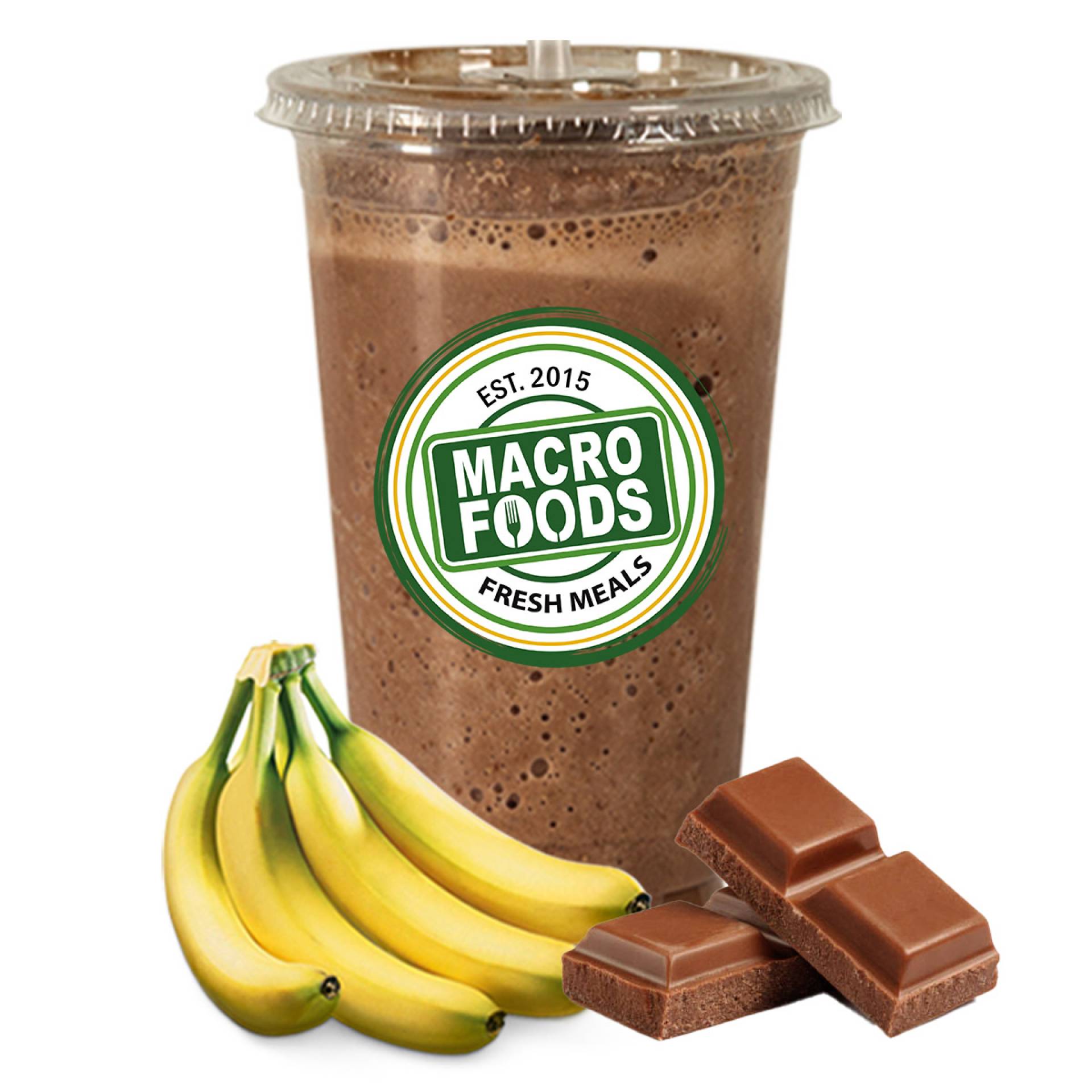 Chocolate Banana     -         Protein:30g Carbs:40g Fats:2.5g